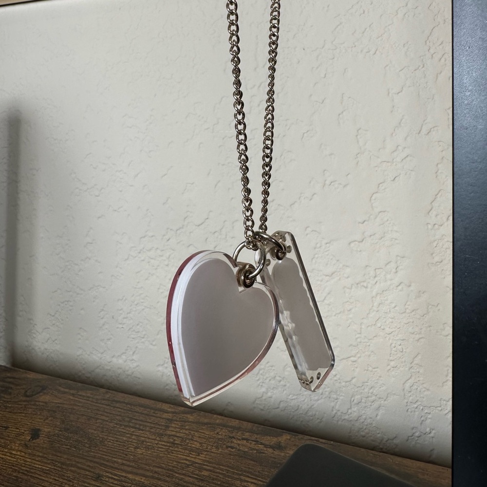 Authentic CHANEL Hotel Pink Heart and Logo Tag Charm Necklace - Picture 4 of 7